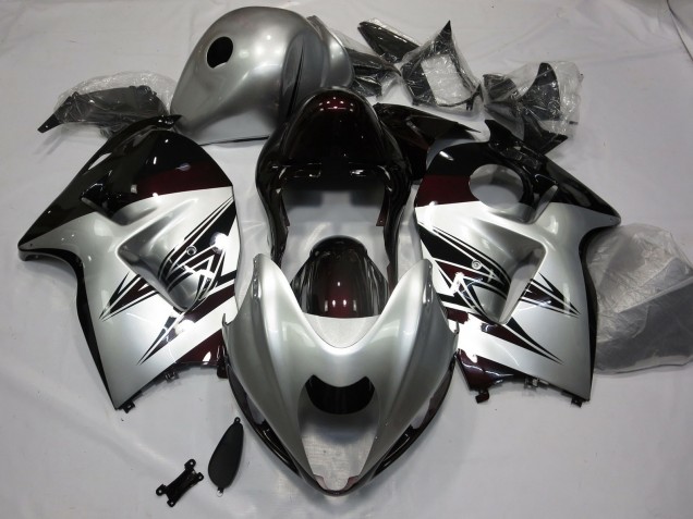 1997-2007 Plata & Rojo Oscuro Suzuki GSXR 1300 Carenado Moto