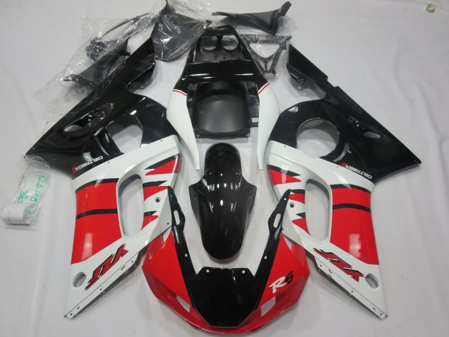 1998-2002 Diseño Rojo Blanco Yamaha R6 Carenado Moto