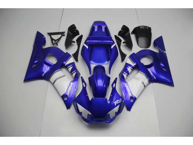 1998-2002 Plata Blanco & Azul Yamaha R6 Carenado Moto