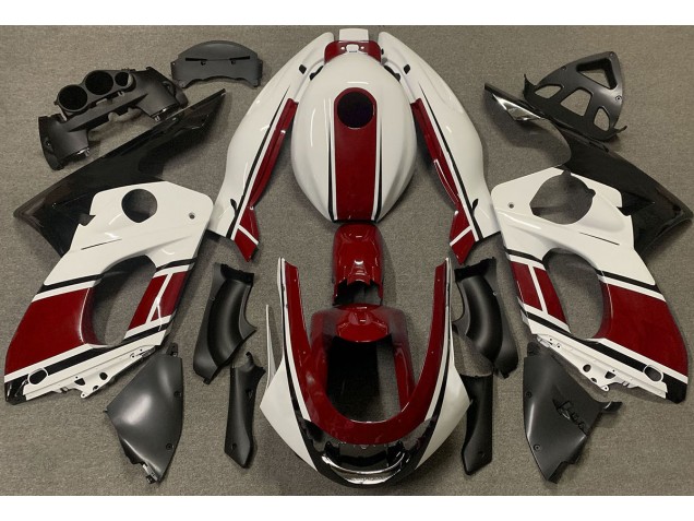 1998-2007 Blanco Brillante & Rojo Oscuro Yamaha YZF600 Carenado Moto