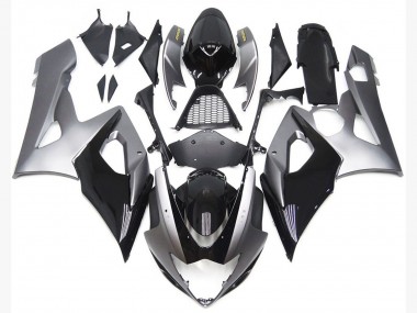 2005-2006 Estilo Plateado & Negro Brillante Suzuki GSXR 1000 Carenado Moto