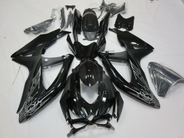 2008-2010 Plata & Negro Suzuki GSXR 600-750 Carenado Moto