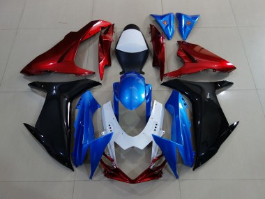 2011-2024 Personalizado Rojo Negro & Azul Suzuki GSXR 600-750 Carenado Moto